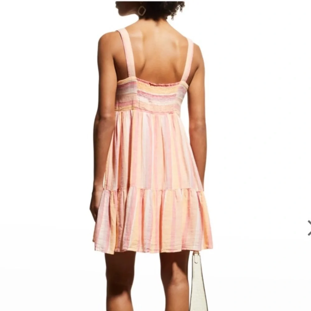 Rails Sadie Dress NEW in Azalea Stripe Peach Pink Linen Blend Women’s Size XS - Picture 6 of 16